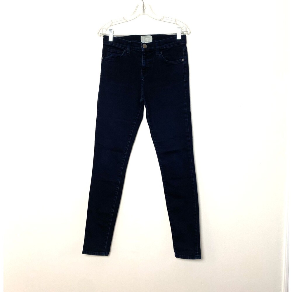 Current Elliott The High Waist Cropped Skinny Jeans Size 28 Dark Blue Stretch